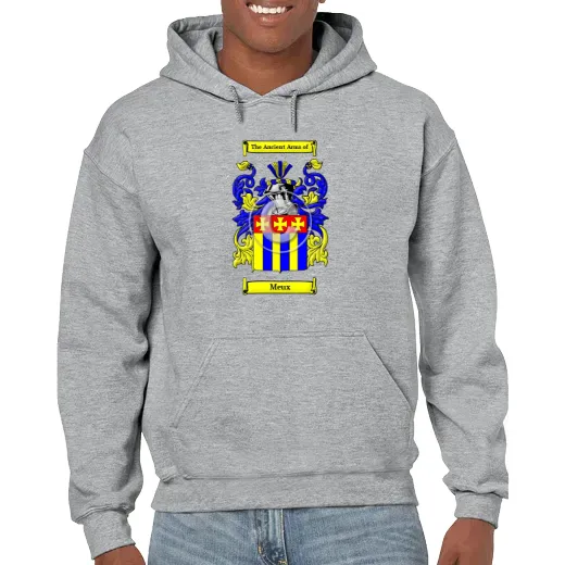 Meux Grey Unisex Coat of Arms Hooded Sweatshirt