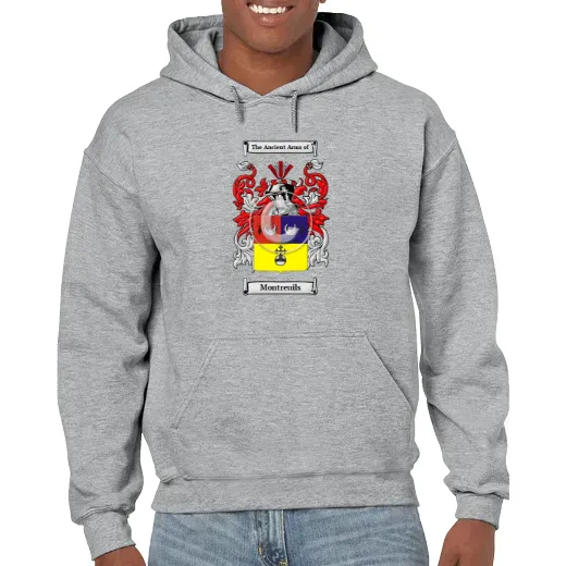Montreuils Grey Unisex Coat of Arms Hooded Sweatshirt
