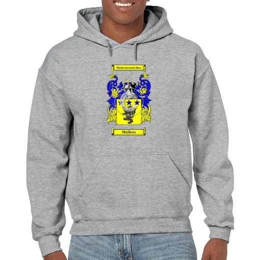 Mulleen Grey Unisex Coat of Arms Hooded Sweatshirt