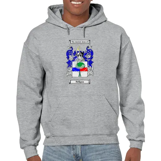 Neligan Grey Unisex Coat of Arms Hooded Sweatshirt