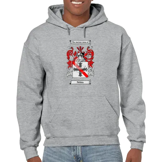Nelsin Grey Unisex Coat of Arms Hooded Sweatshirt
