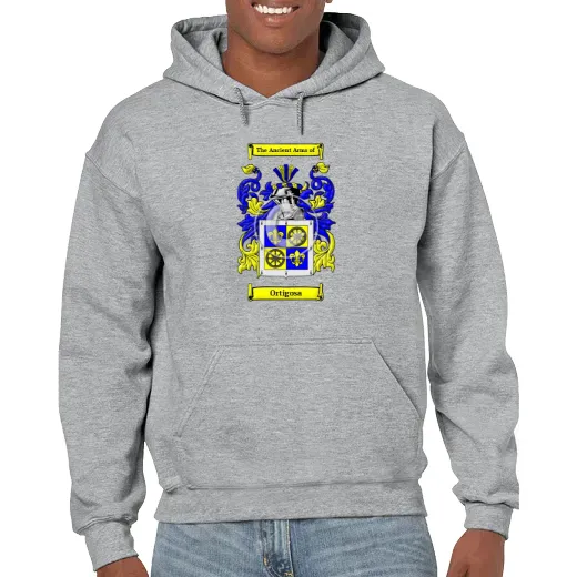 Ortigosa Grey Unisex Coat of Arms Hooded Sweatshirt