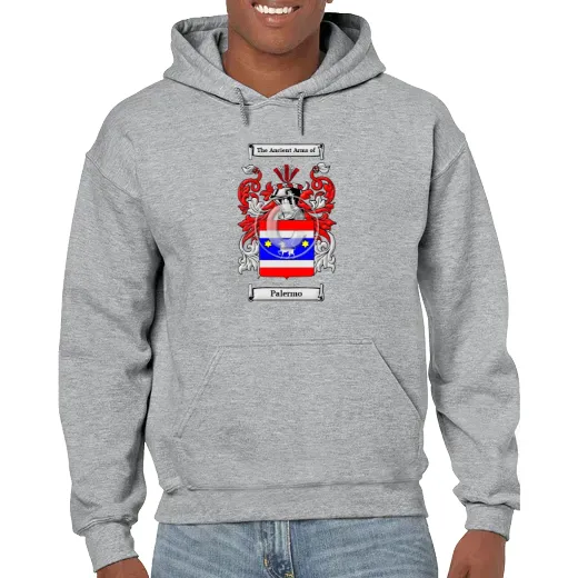Palermo Grey Unisex Coat of Arms Hooded Sweatshirt