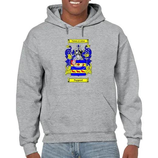 Papperd Grey Unisex Coat of Arms Hooded Sweatshirt