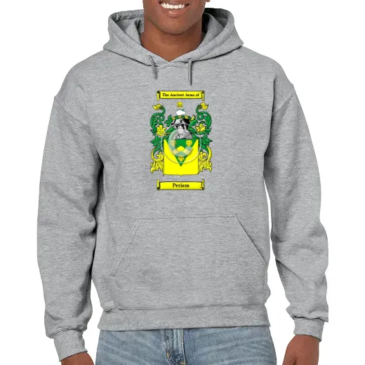 Periam Grey Unisex Coat of Arms Hooded Sweatshirt