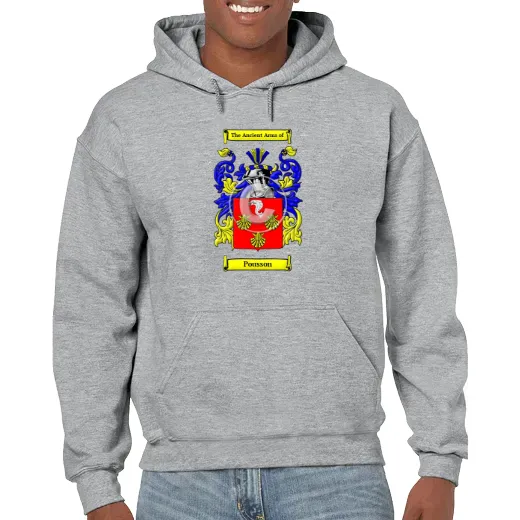 Pousson Grey Unisex Coat of Arms Hooded Sweatshirt