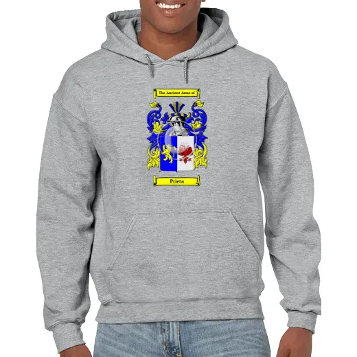 Prieta Grey Unisex Coat of Arms Hooded Sweatshirt
