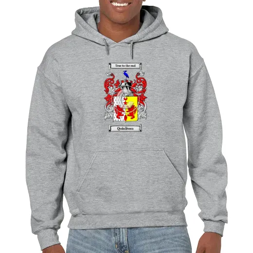 Quinlivan Grey Unisex Coat of Arms Hooded Sweatshirt