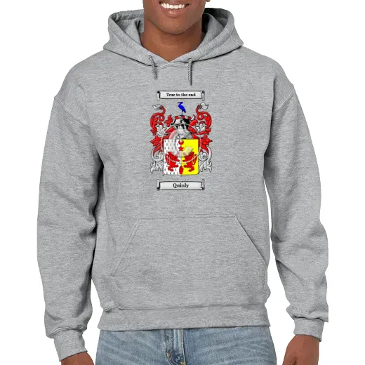 Quinly Grey Unisex Coat of Arms Hooded Sweatshirt