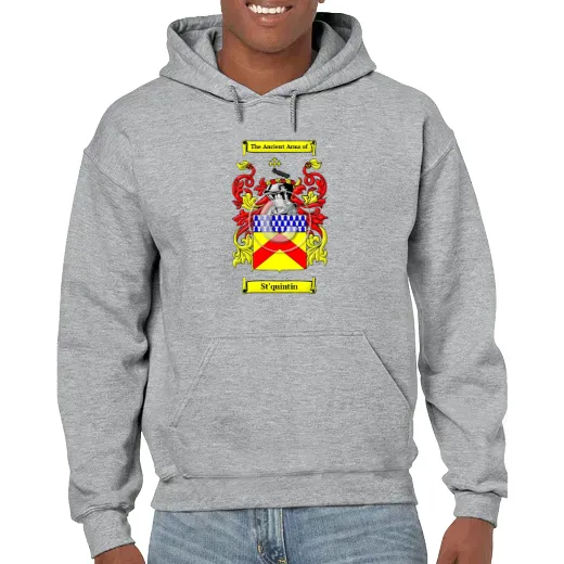 St'quintin Grey Unisex Coat of Arms Hooded Sweatshirt