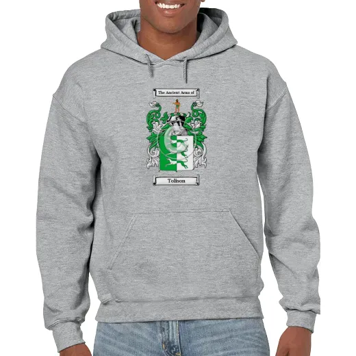 Tolison Grey Unisex Coat of Arms Hooded Sweatshirt