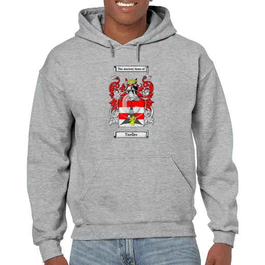 Tueller Grey Unisex Coat of Arms Hooded Sweatshirt