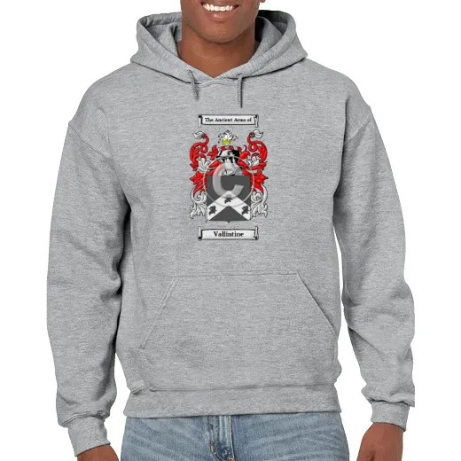 Vallintine Grey Unisex Coat of Arms Hooded Sweatshirt