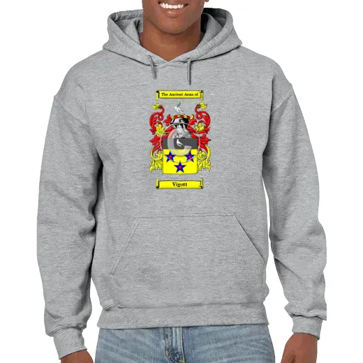 Vigott Grey Unisex Coat of Arms Hooded Sweatshirt