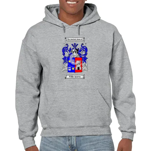 Villa-nueva Grey Unisex Coat of Arms Hooded Sweatshirt