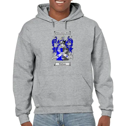 Waltons Grey Unisex Coat of Arms Hooded Sweatshirt