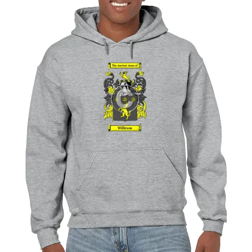Willeson Grey Unisex Coat of Arms Hooded Sweatshirt