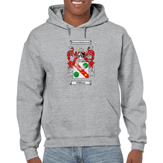 Willham Grey Unisex Coat of Arms Hooded Sweatshirt