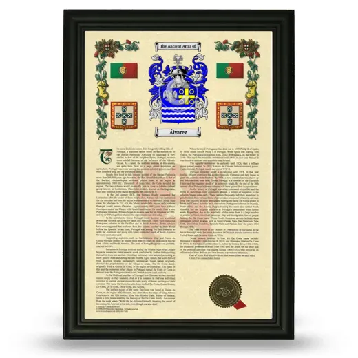 Álvarez Armorial History Framed - Black