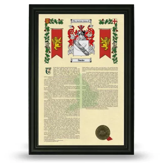 Šimko Armorial History Framed - Black