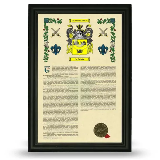 La Pointe Armorial History Framed - Black