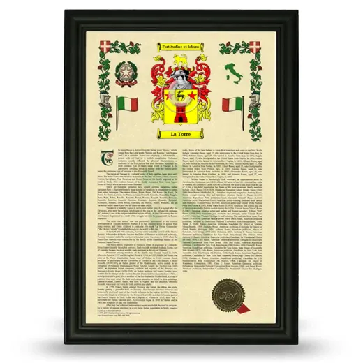La Torre Armorial History Framed - Black