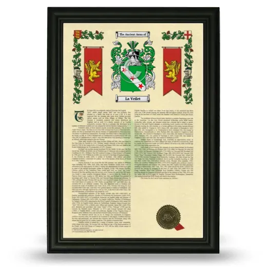 La Veilet Armorial History Framed - Black