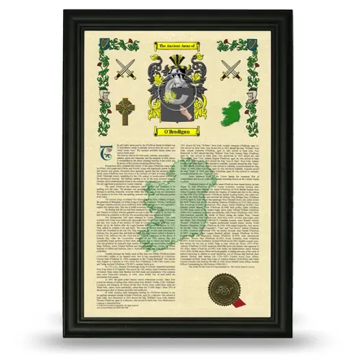 O'Bradigan Armorial History Framed - Black