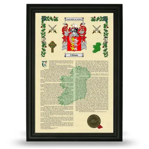 O'Briant Armorial History Framed - Black