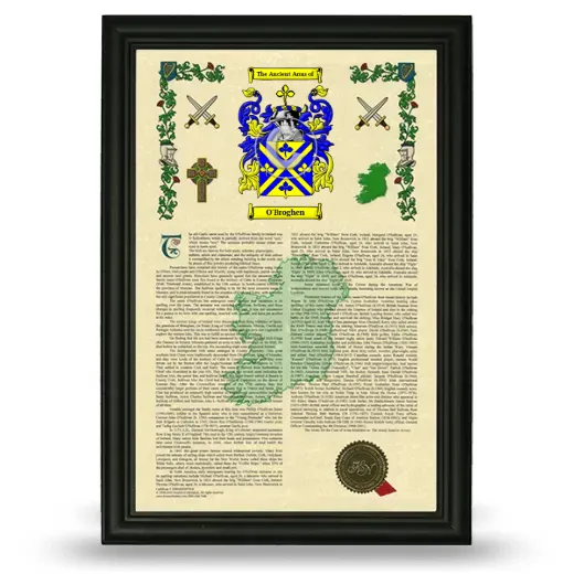 O'Broghen Armorial History Framed - Black