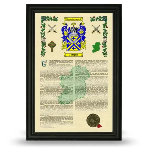 O'Broghin Armorial History Framed - Black