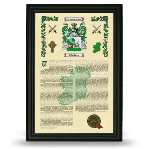 O'Callagen Armorial History Framed - Black