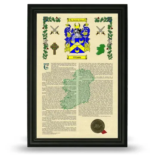 O'Canty Armorial History Framed - Black