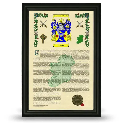O'Foren Armorial History Framed - Black