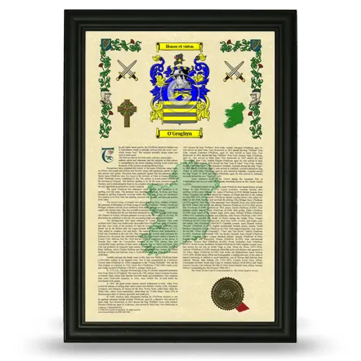 O'Groghyn Armorial History Framed - Black