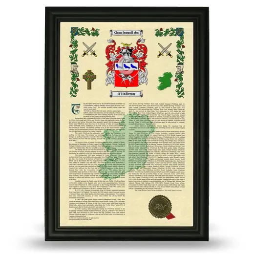 O'Halleran Armorial History Framed - Black