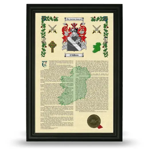 O'Killeen Armorial History Framed - Black