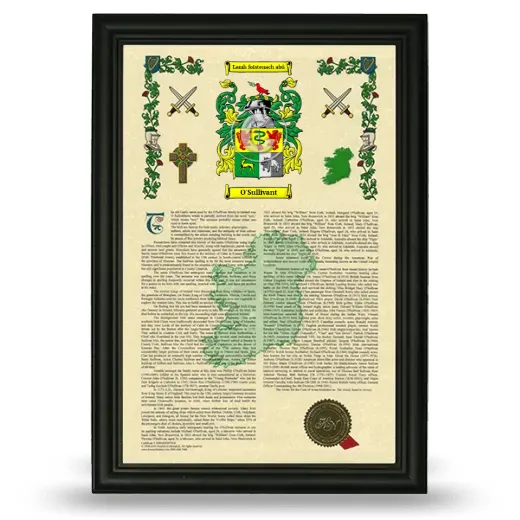 O'Sullivant Armorial History Framed - Black