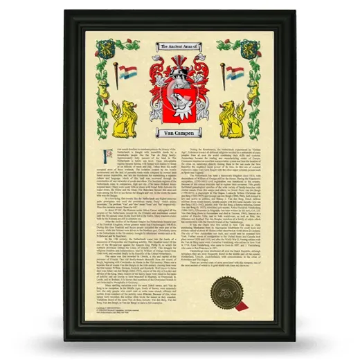 Van Campen Armorial History Framed - Black