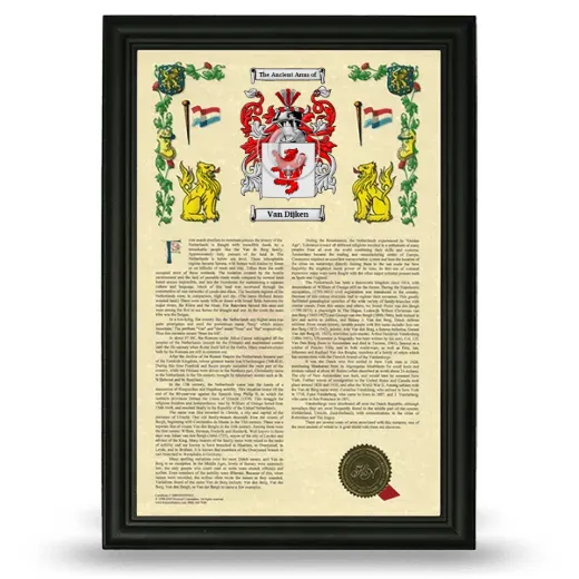 Van Dijken Armorial History Framed - Black