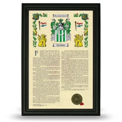 Van Dusen Armorial History Framed - Black