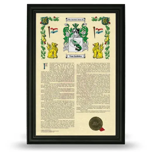 Van Embden Armorial History Framed - Black
