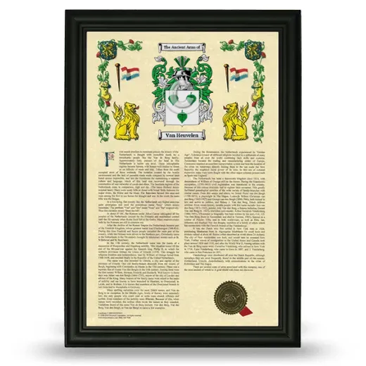 Van Heuvelen Armorial History Framed - Black