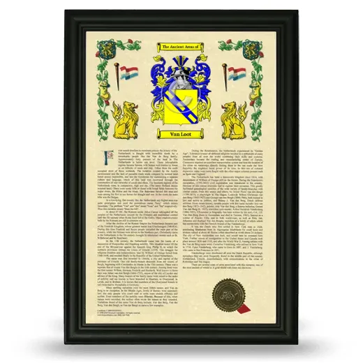 Van Loot Armorial History Framed - Black