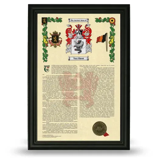Van Shoot Armorial History Framed - Black