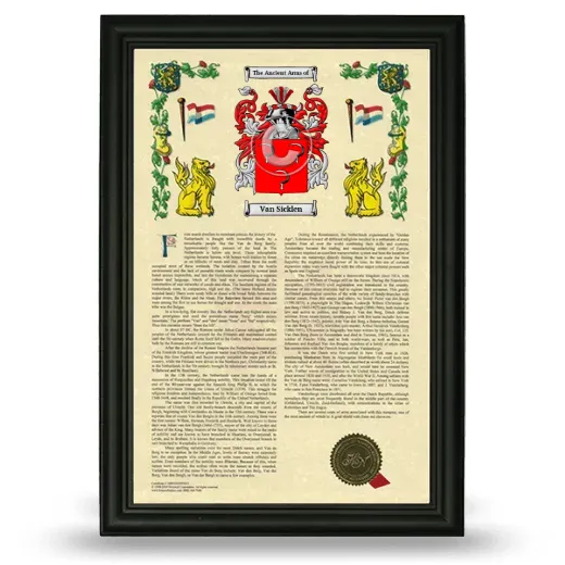Van Sicklen Armorial History Framed - Black