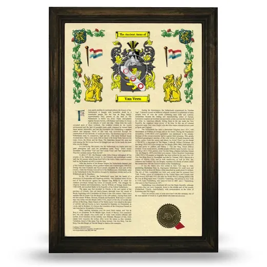 Van Veen Armorial History Framed - Brown