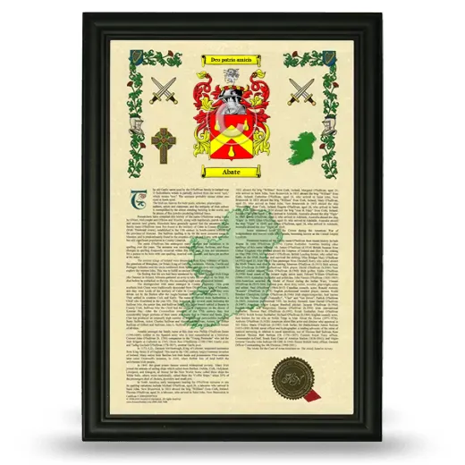 Abate Armorial History Framed - Black
