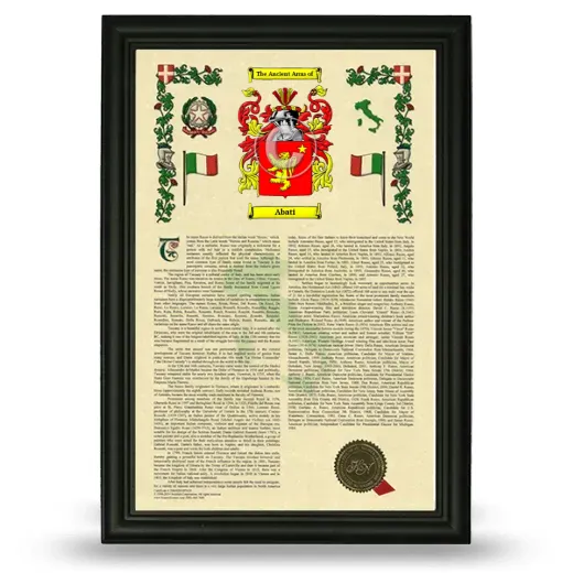 Abati Armorial History Framed - Black