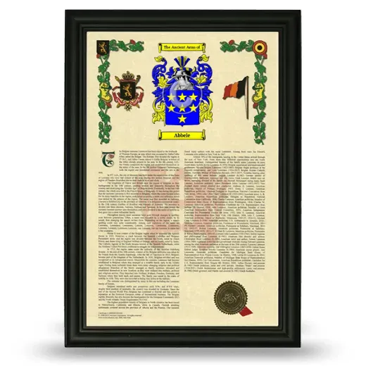Abbele Armorial History Framed - Black